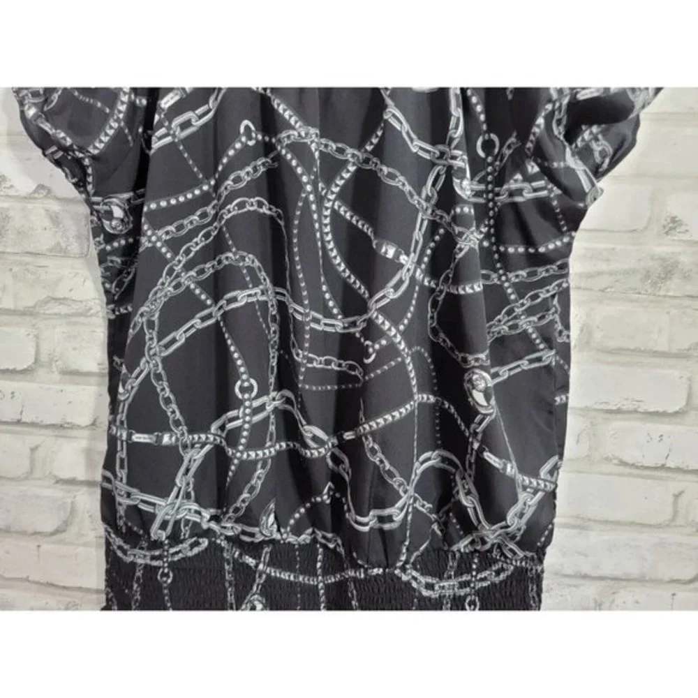 MICHAEL KORS Women’s Short Sleeve Cap Sleeve Black SIlver Faux Jewelry‎ Look Med